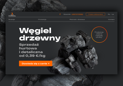 Landing page польського продавця деревного вугілля